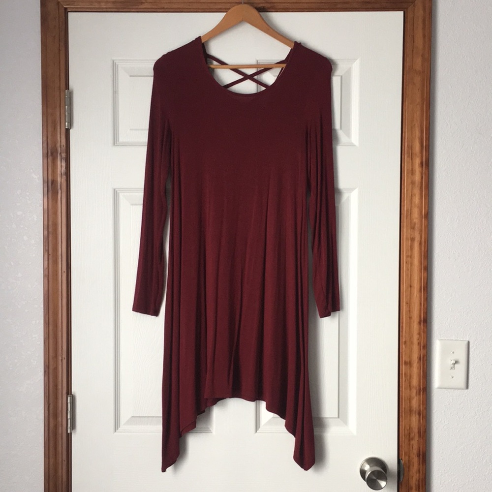 Open back maroon dress